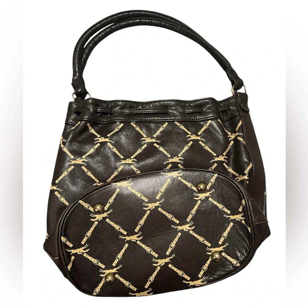 LONGCHAMP BROWN AND TAN LEATHER DRAWSTRING BUCKET SHOULDER BAG - Picture 6 of 6